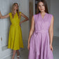 Linen Midi Dress MAGNOLIA Sleeveless with Wide skirt/ A-line Shape Elegant Linen Dress