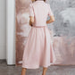 Vintage Look Linen Romantic Suit PALOMA/ A-line Midi Skirt and Short Jacket
