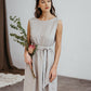 Linen Dress MILA with Open Back and Lace