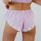 Linen Underwear Set Vintage/ Ruffled Bandeau and French Knickers with Lace