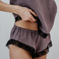 Linen Underwear Set Vintage/ Ruffled Bandeau and French Knickers with Lace