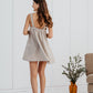Linen Short Night Gown RIVER with Laced Straps/Luxury Sleepwear