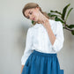 Linen Blouse with Peter Pan Collar in White