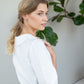 Linen Blouse with Peter Pan Collar in White