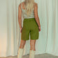 Linen Women's Suit Casual in Green/ High Waisted Shorts and Longer Blazer