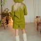 Linen Women's Suit Casual in Green/ High Waisted Shorts and Longer Blazer