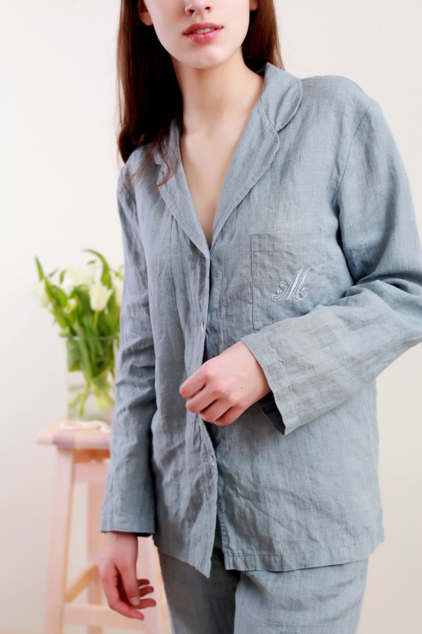 Linen CLASSIC Personalized Pajama Set for Women