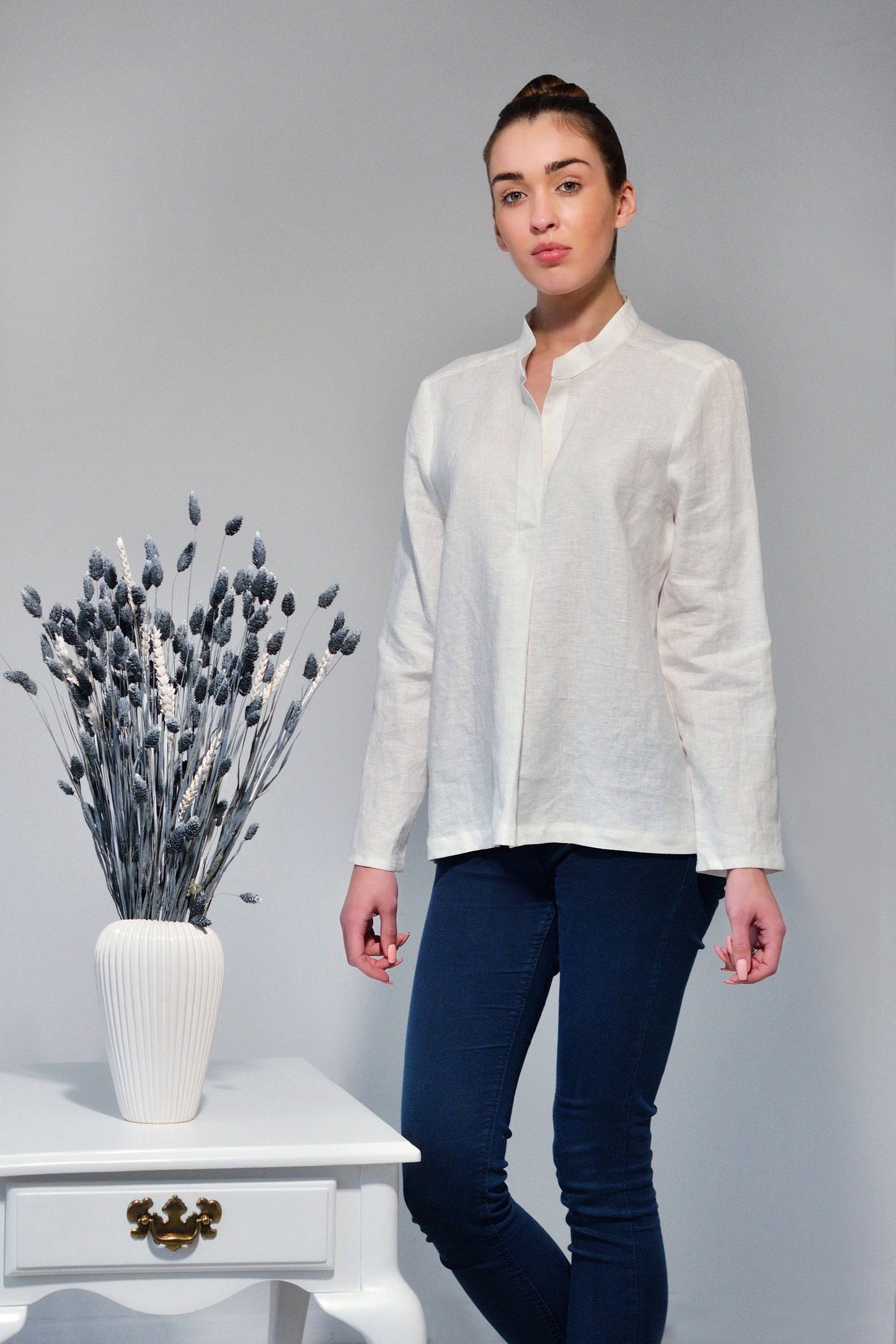 Linen White Longsleeve Shirt ANNA