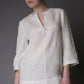Linen White Tunic ROSEMARY with Handmade Rose Decor