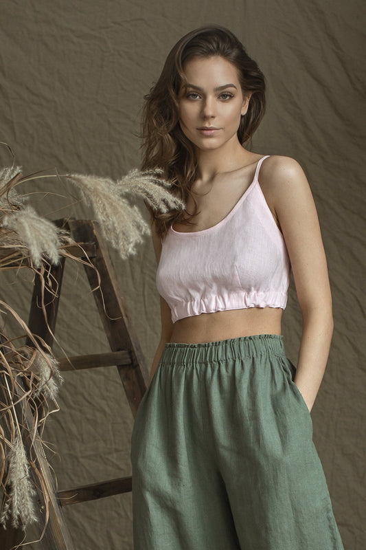 Linen Top-Bustier with Buttoned Back
