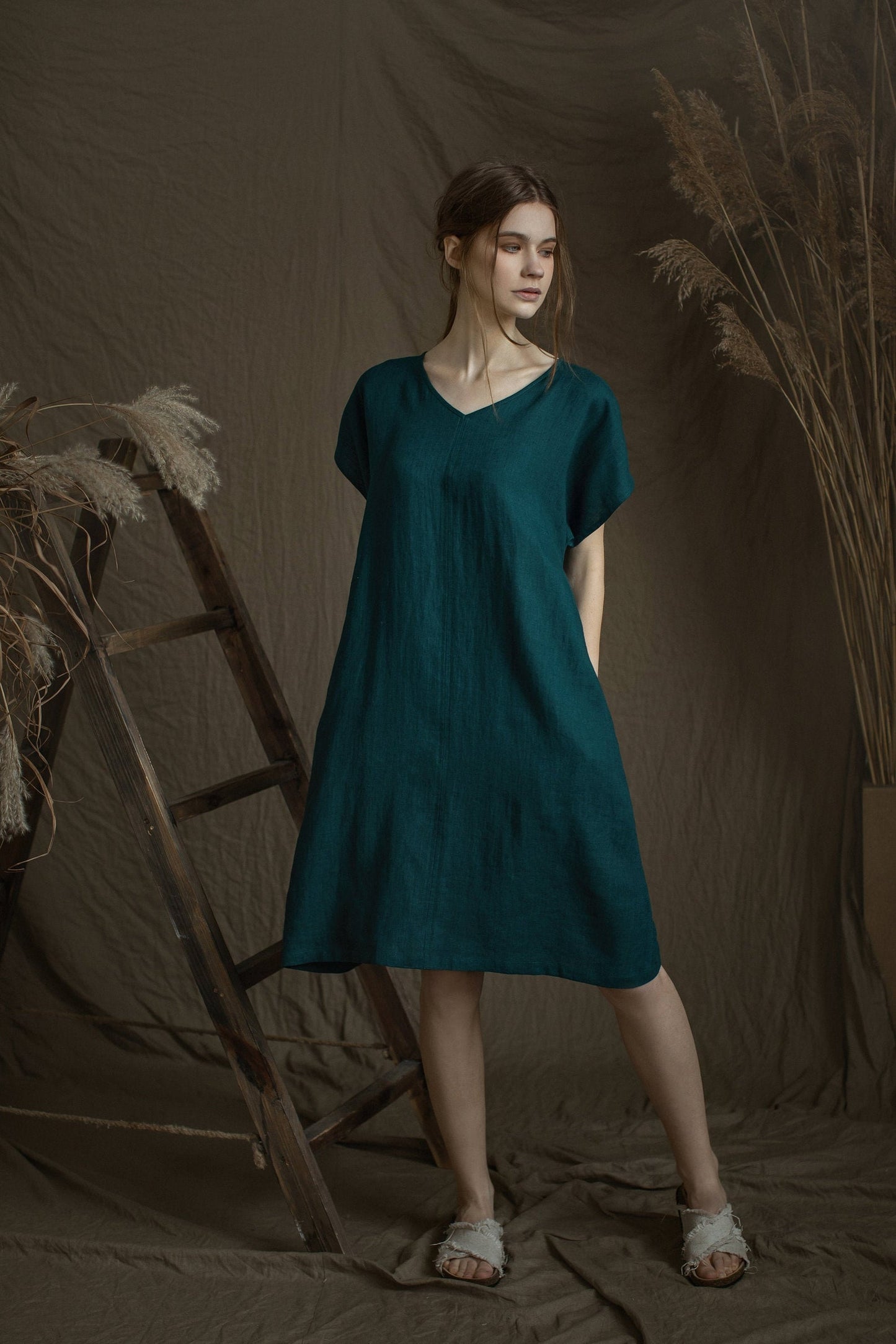 Linen WORK Dress Midi Length