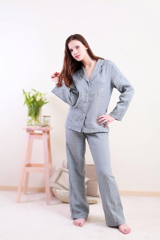 Linen CLASSIC Personalized Pajama Set for Women