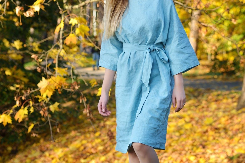 Linen Dress Tunic KAREN in Pale Blue
