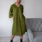 Linen Tunic Dress NERINGA in Moss Green