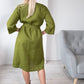 Linen Tunic Dress NERINGA in Moss Green