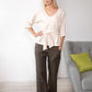 Linen Blouse ALINA With Belts/ Tunic V-neck Organic