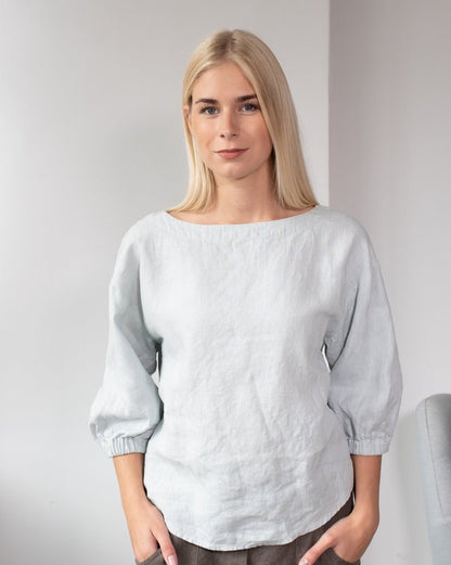 Linen Blouse Oversize GRETA With Wide Sleeves
