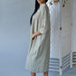 Linen Long Natural Gown DRAGONFLY with Handmade Embroidery
