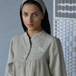 Linen Long Natural Gown DRAGONFLY with Handmade Embroidery