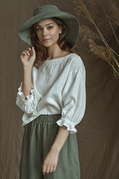 Linen Summer Hat with Wide Brims