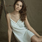 Linen White Short Night Gown ANELE with Straps