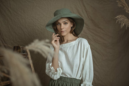 Linen Summer Hat with Wide Brims