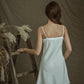 Linen White Short Night Gown ANELE with Straps