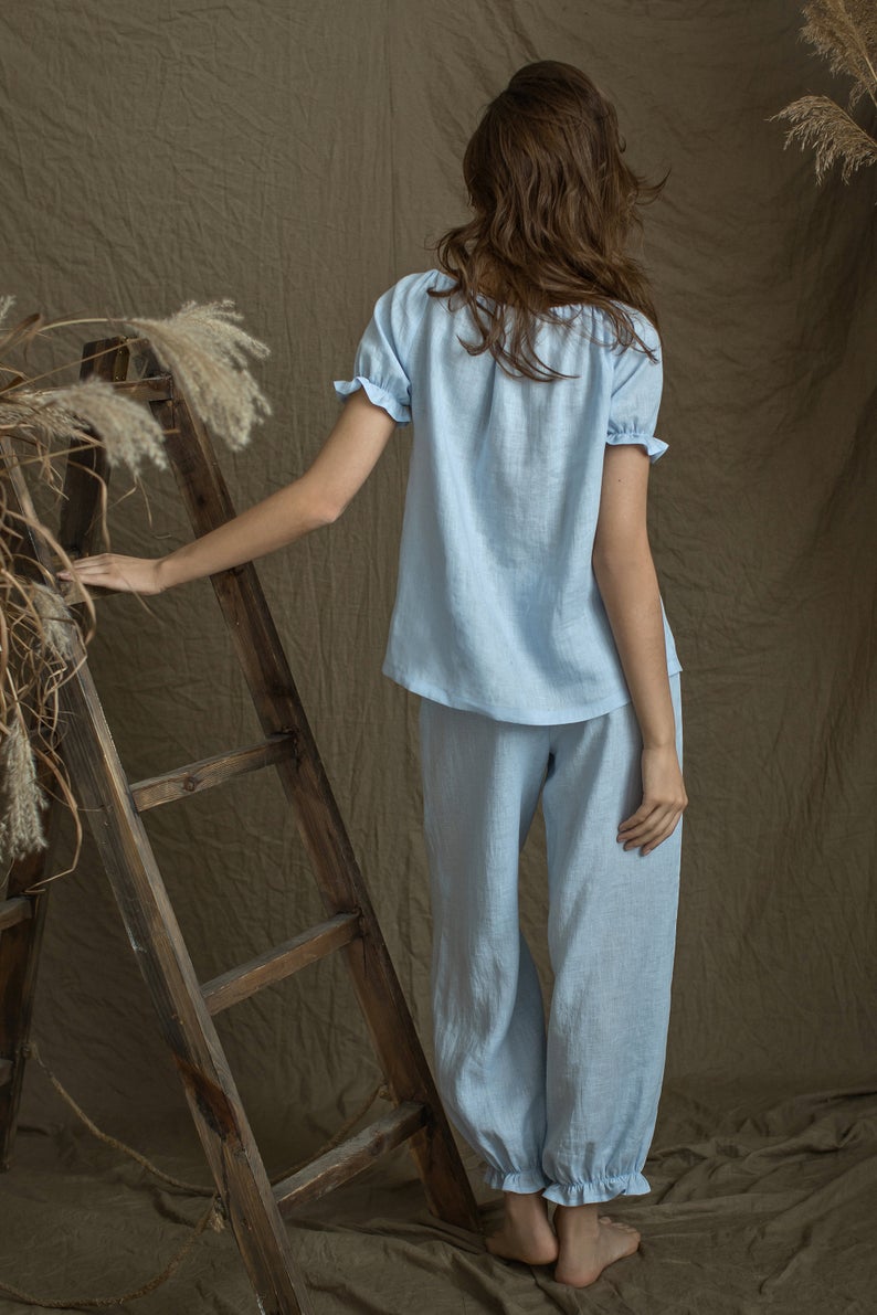 Soft Linen V Pajama Set  Natural & Relaxing Sleepwear