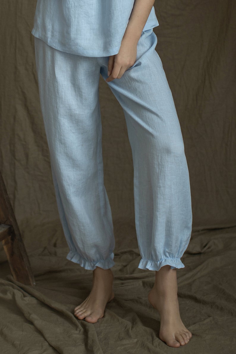 Linen Pajama Set, Linen Comfy Pajamas, Linen Loungewear 