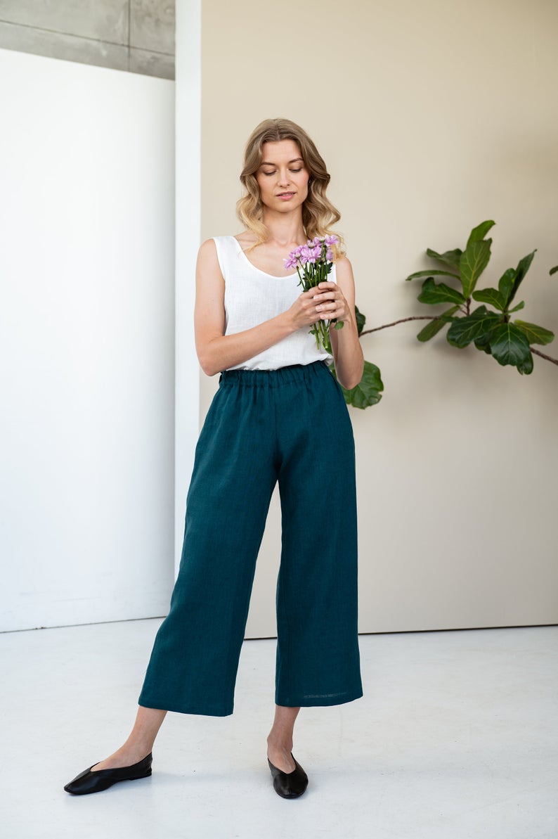 Linen Cropped Pants EDNA for Women