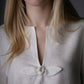 Linen White Tunic ROSEMARY with Handmade Rose Decor