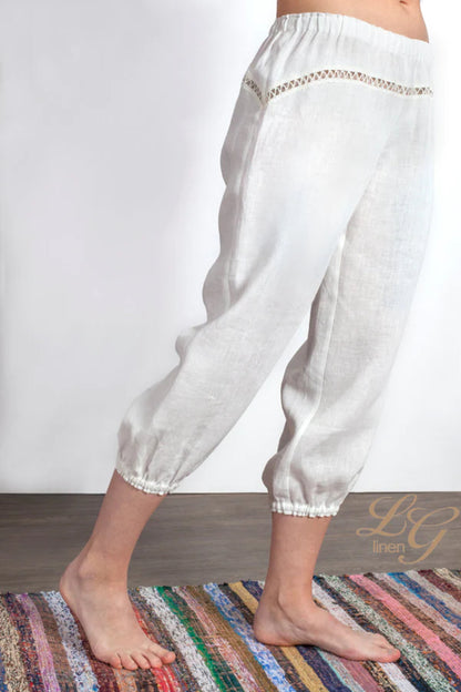 Linen Cropped Pajama Trousers CATHERINE