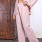 Luxury Linen Pajama Set For Women With Handmade Drawnwork