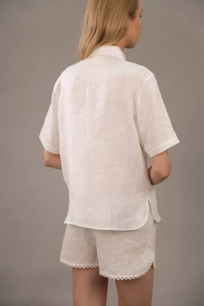 Linen Pajama Set NINA Laced For Women