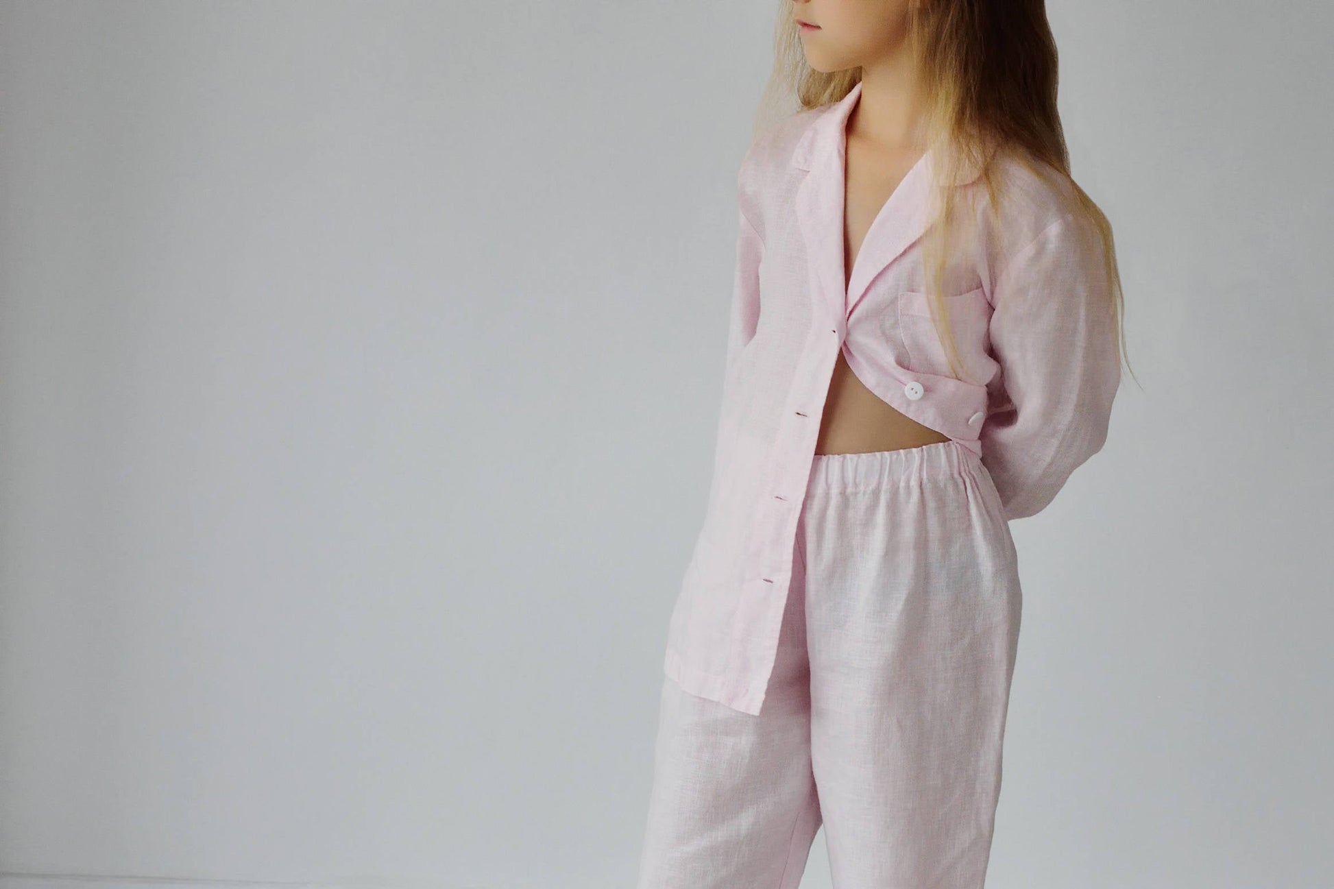Linen Pajama Set For Girl 6-14 Years / Classical Pajama Children/ Linen Night Wear for Girls/ Linen Girls Pajama Rose/ Christmas Gift Girl