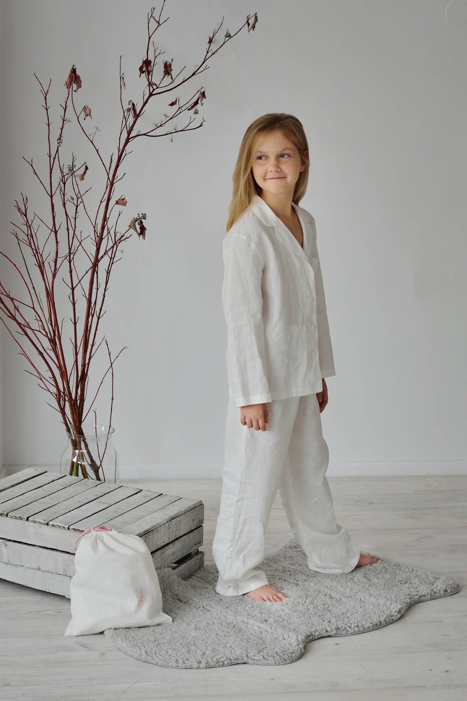 Linen Pajama Set Personalized For Girl 6-14 Years