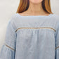 Linen Oversize Blouse BOHO with Lace