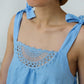 Linen Short Night Gown SUNNY with Crochet Front