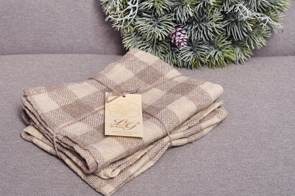 Linen Rustic Quality Undyed Kitchen Dish Towels Set of Two/ Heavy Weight Checkered Design Linen Towels