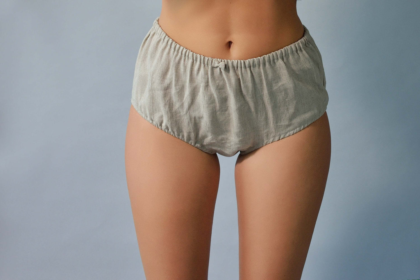 High Waisted Linen Natural Panties/Knickers for Women