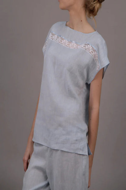 Linen Top Laced CHARLOTTE Sleeveless