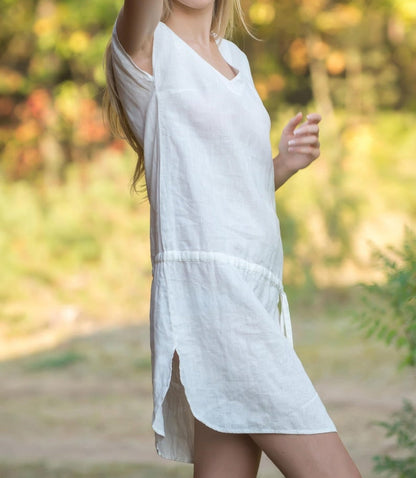 Linen Tank-Tunic EDEN with Drawstringed Waist