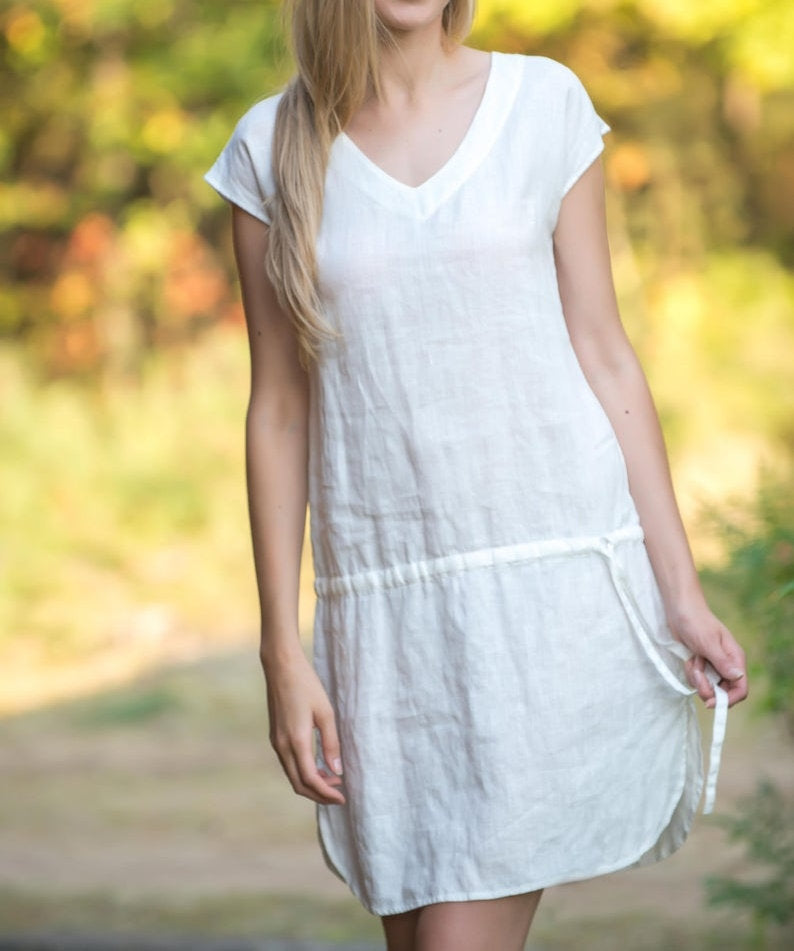 Linen Tank-Tunic EDEN with Drawstringed Waist