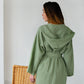 Linen Short Bath Robe MILDA Hooded