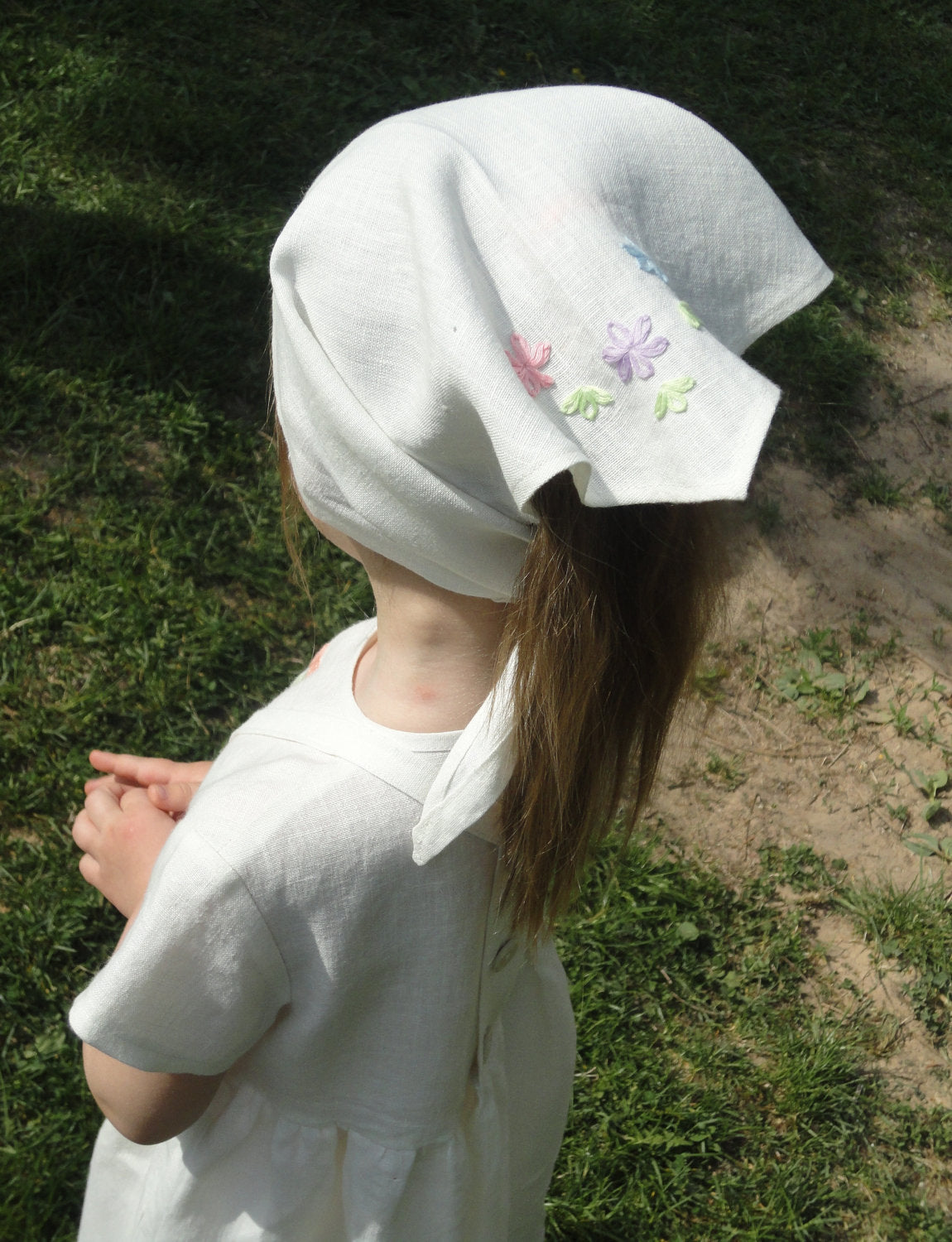 Linen Hand Embroidered Dress for Girl
