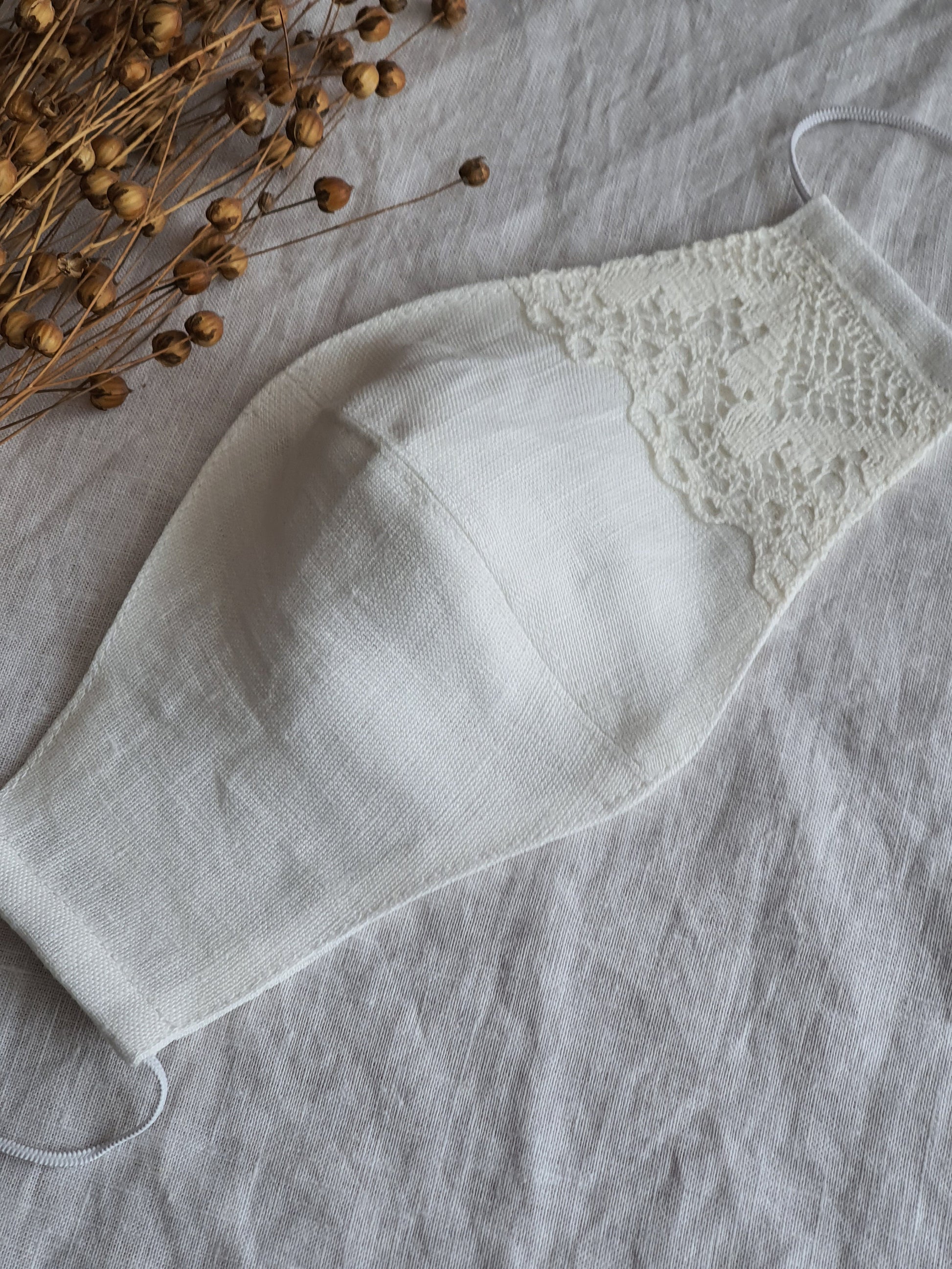 Occasional Linen Face Mask Laced/ Reusable Organic Mask With filter pocket