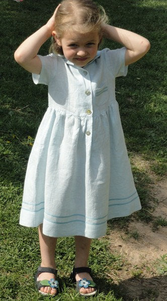 Linen Sailor Dress For Girl/ Toddler Dress Linen/ Flower Girl Dress/ Everyday Linen Summer Dress