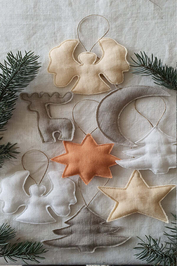 Christmas Tree Decoration/ Linen Handmade Toys for Christmas/ Zero Waste Product