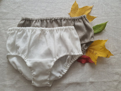 Linen White Vintage Style Panties/Knickers Midi High