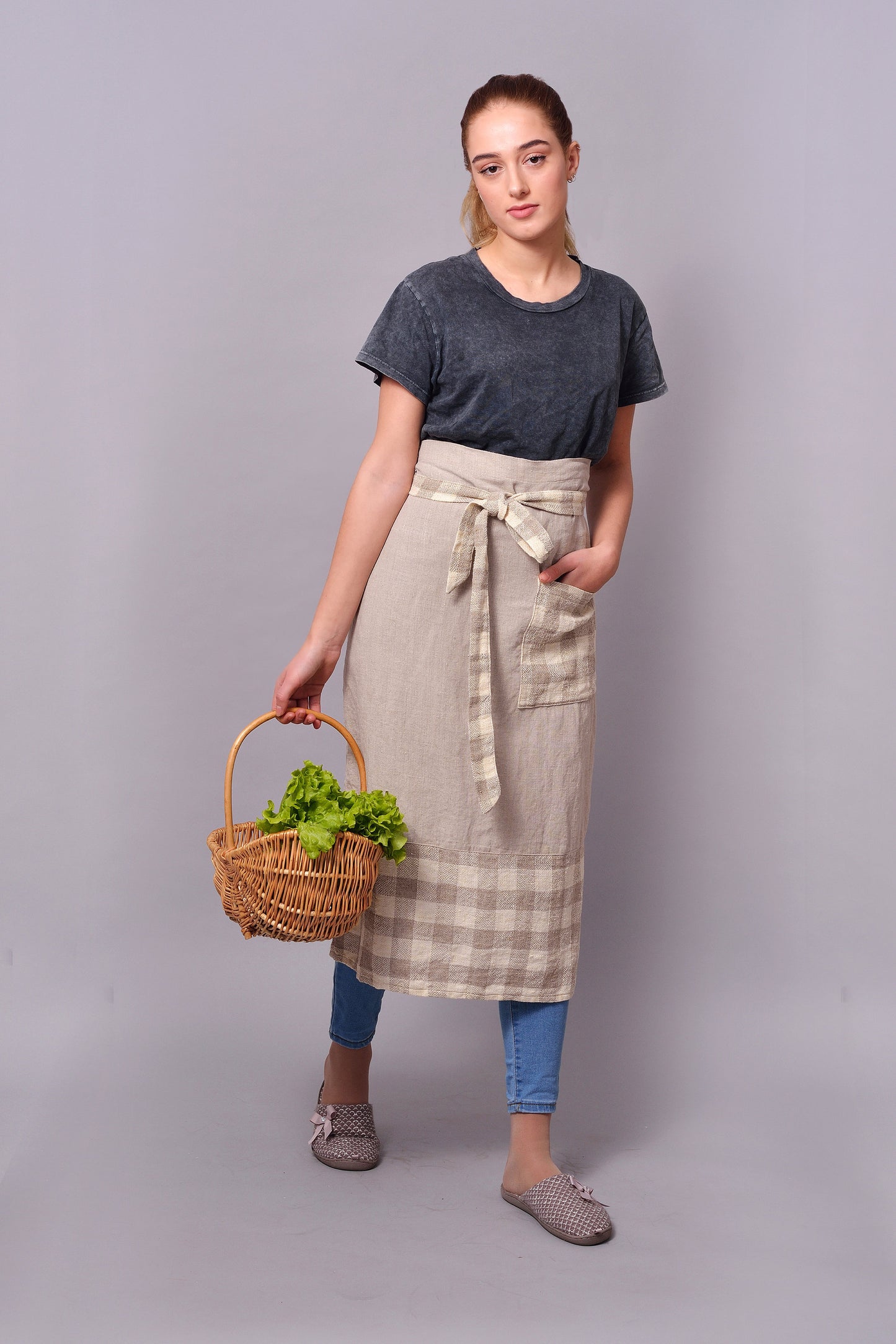 Linen Half Chef Apron/ Organic Waist Apron/ Luxury Gift Linen